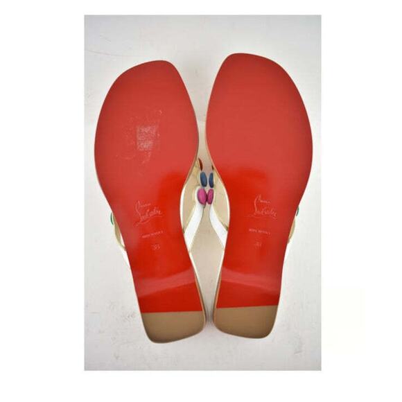 Christian Louboutin Smarta Flat White Multicolor Slide Slip Flip Flop Sandal 38 - Picture 12 of 12